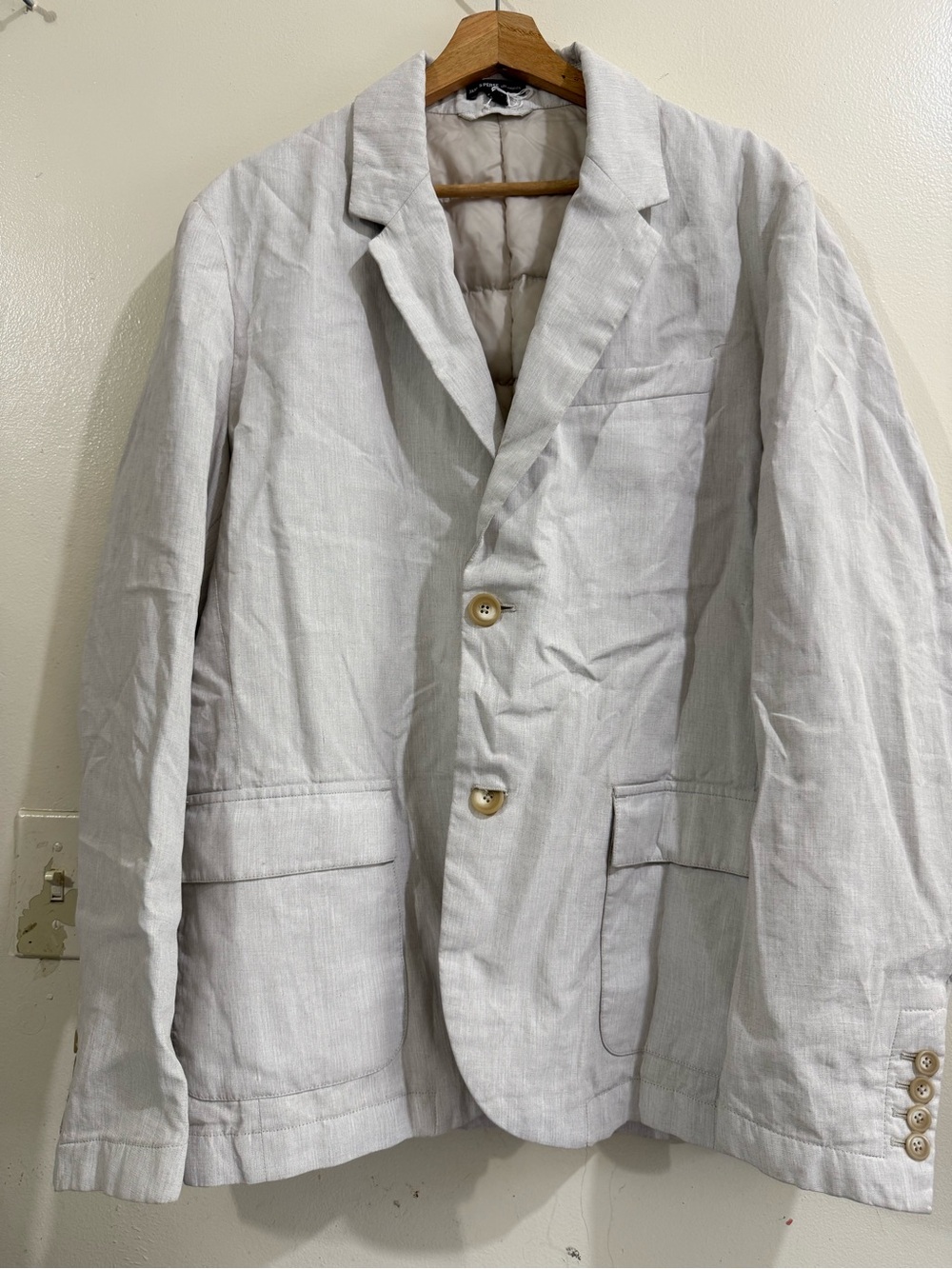 James Perse Light Neutral Linen-Blend Blazer